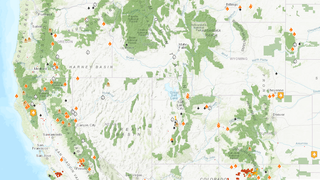 U S Wildfire Map Current Wildfires Forest Fires And Lightning